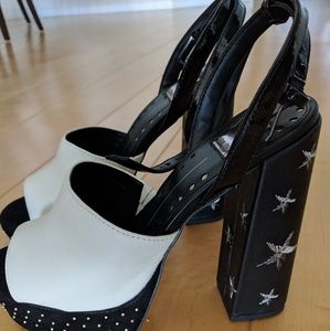 Dolce Vita white leather star platform heels